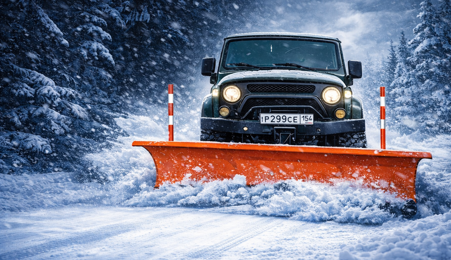 Отвал для снега на стандартный автомобиль серии УАЗ